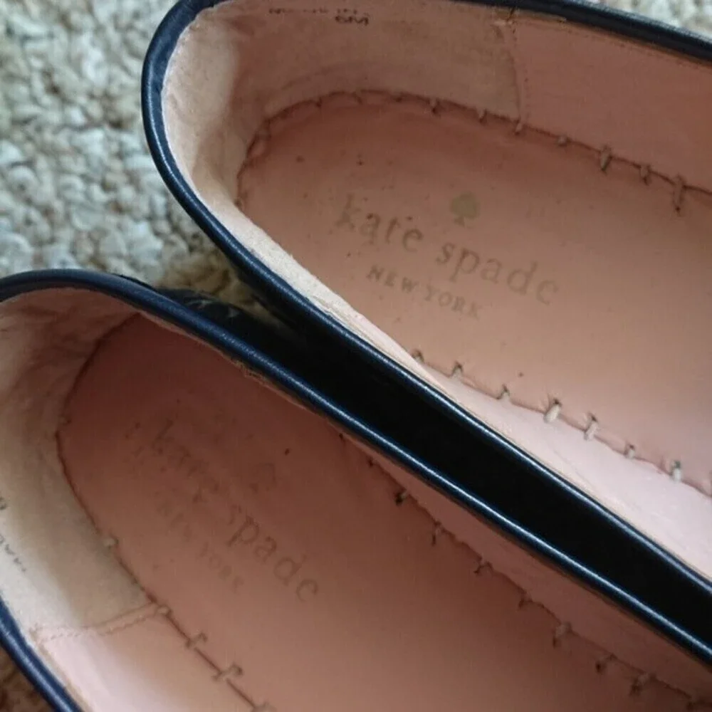 Kate Spade Navy Blue & White Bird Swallow Print Espadrilles Slip On size 6